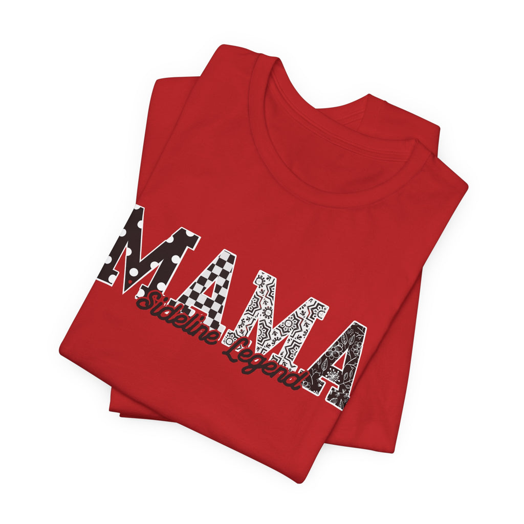 “MAMA” Sideline Legend Red T-Shirt | Trendy Band Mom Tee | Bold Pattern Graphic Shirt