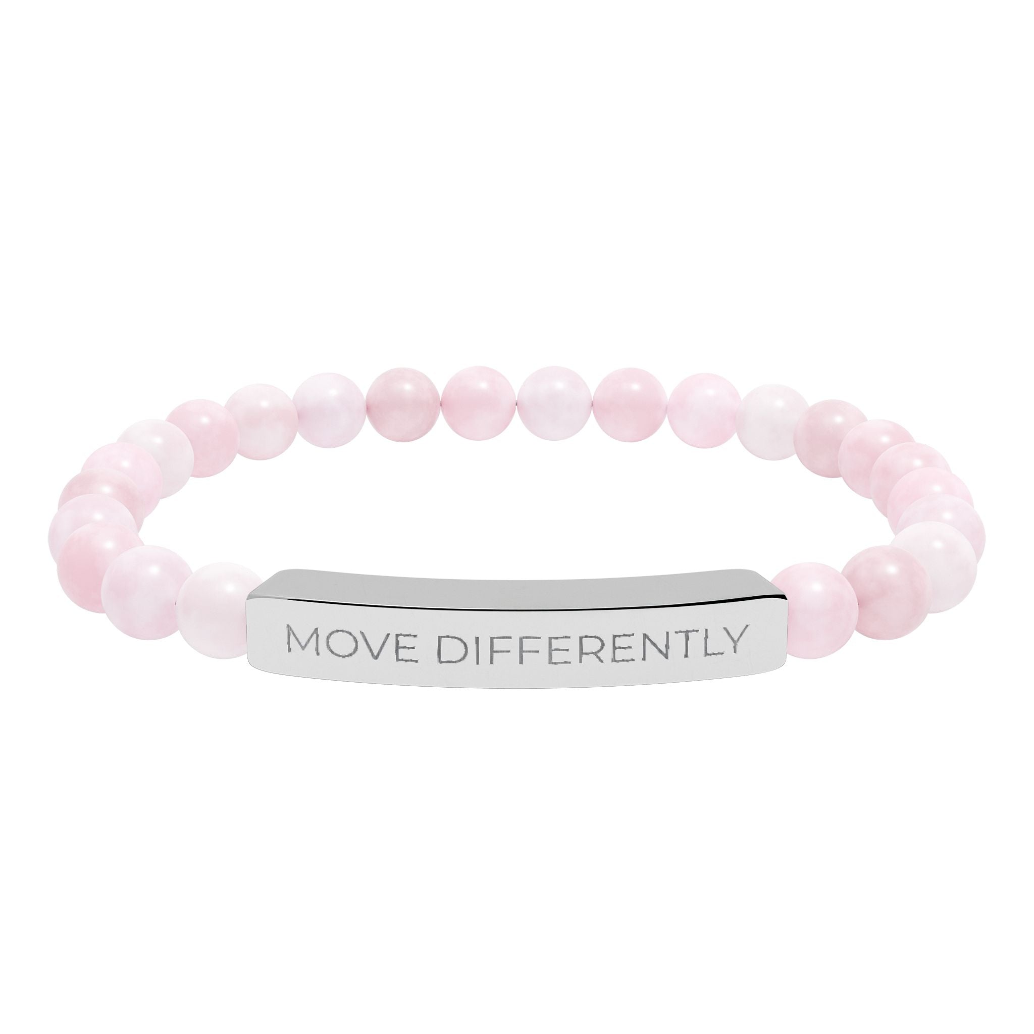 Move Differently Natural Stone Stretch Bar Bracelet | Motivational Engraved Jewelry