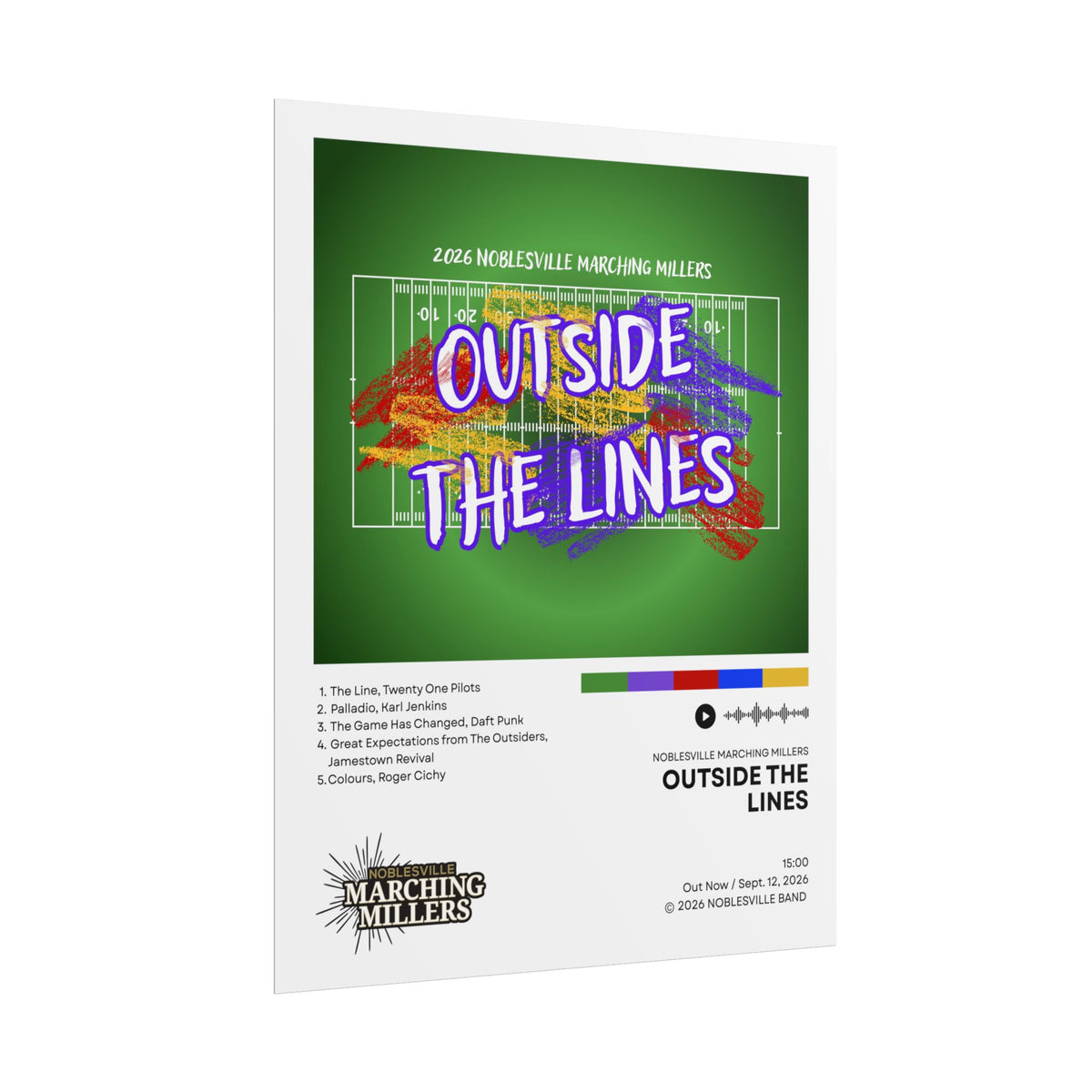 Outside The Lines Poster | 2026 Noblesville Marching Millers Vinyl-Style Show Art