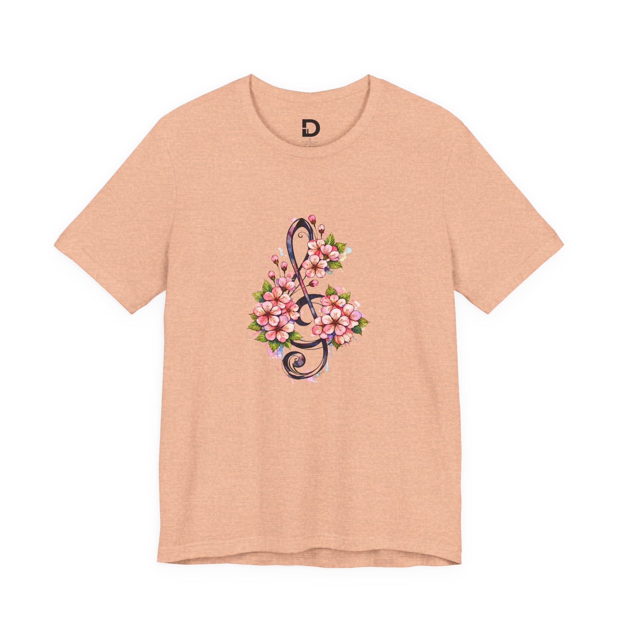 Floral Treble Clef T-Shirt for Women | Pink Blossom Music Graphic Tee | Band Mom & Music Lover Shirt