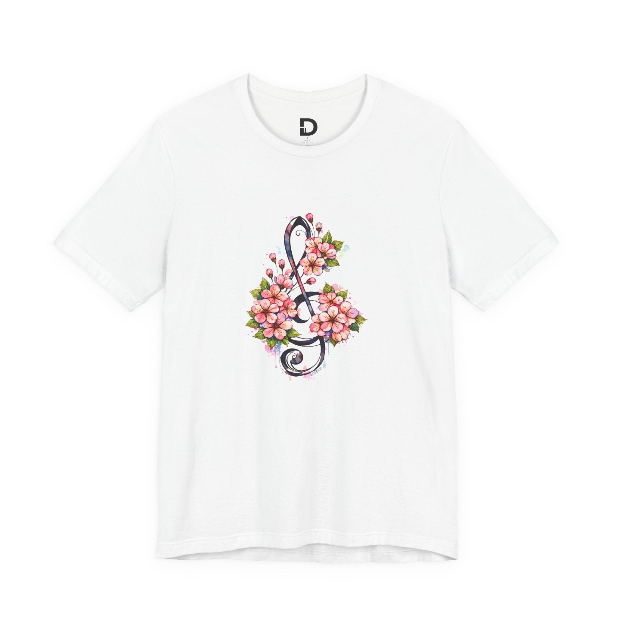 Floral Treble Clef T-Shirt for Women | Pink Blossom Music Graphic Tee | Band Mom & Music Lover Shirt