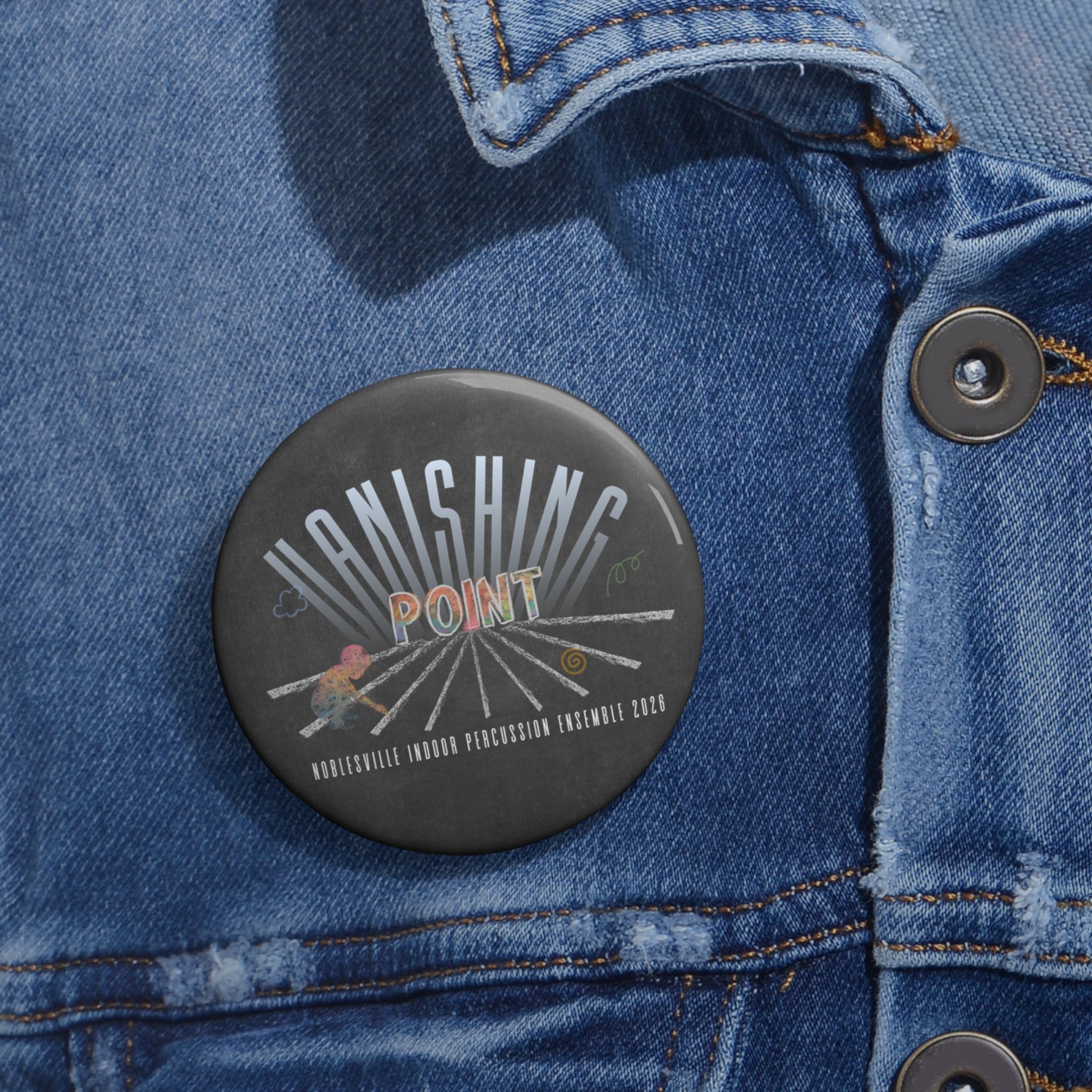 2026 Noblesville Indoor Percussion “Vanishing Point” Button | 2.25" Show Logo Pi