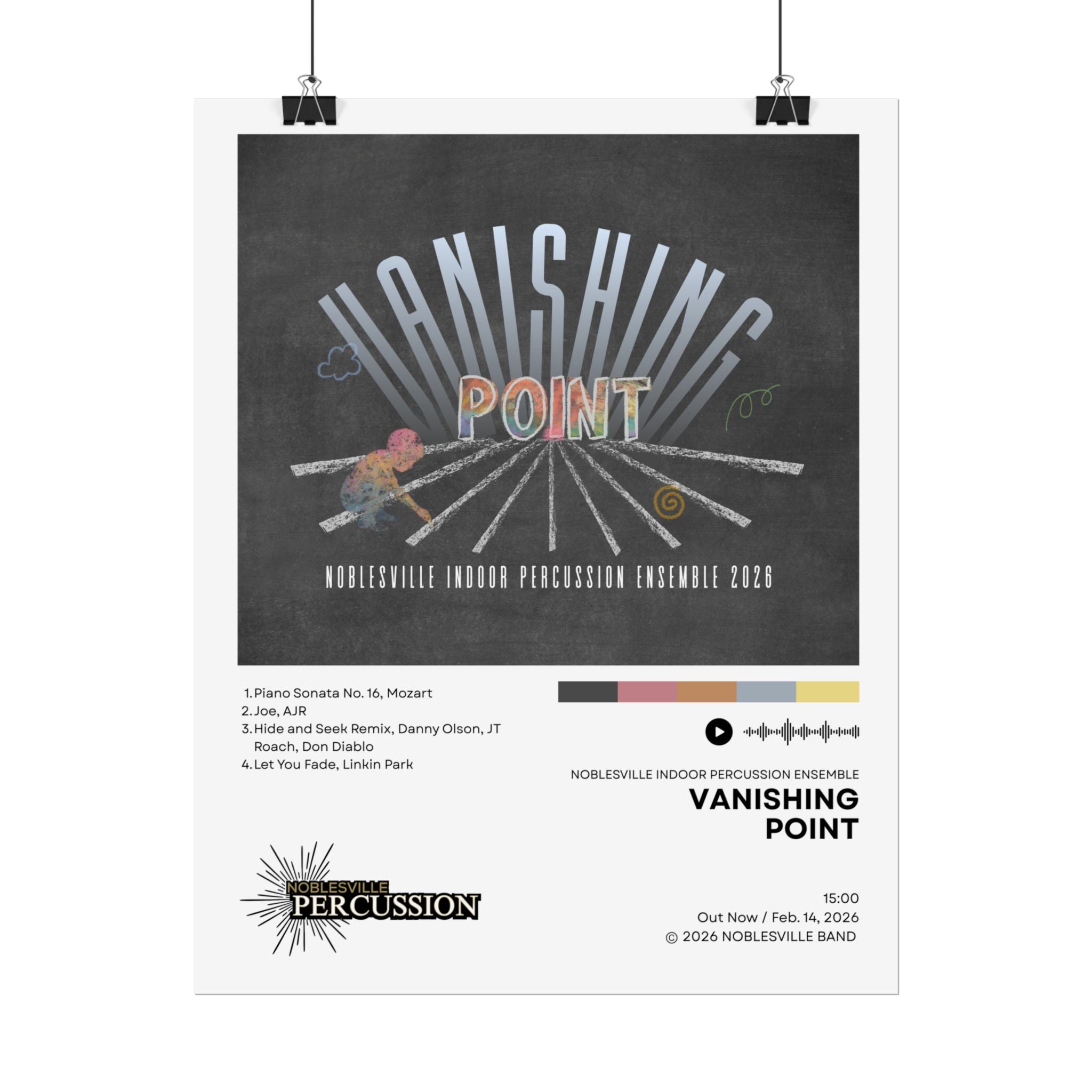 “Vanishing Point” Vinyl Cover Show Poster | 2026 Noblesville Indoor Percussion