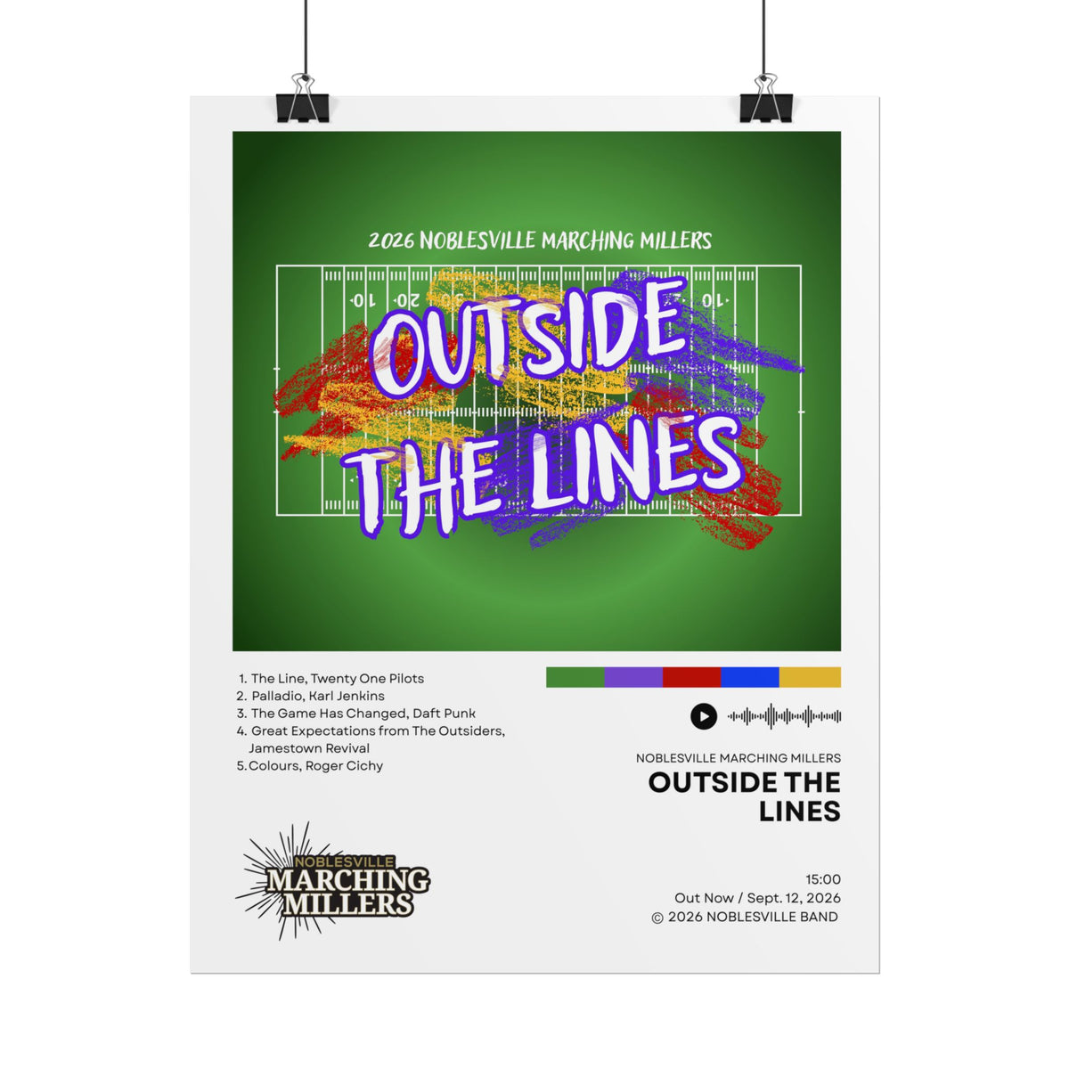 Outside The Lines Poster | 2026 Noblesville Marching Millers Vinyl-Style Show Art