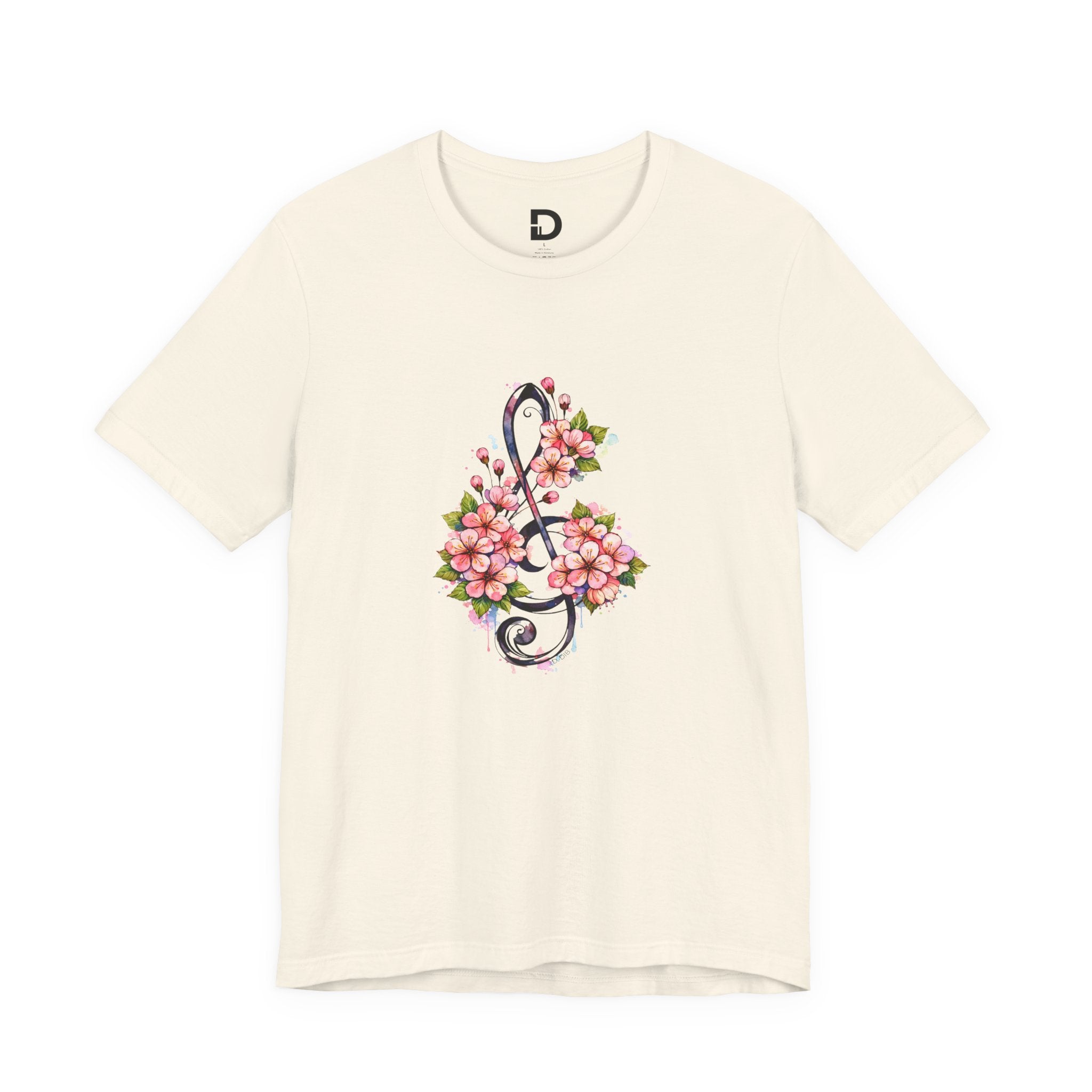 Floral Treble Clef T-Shirt for Women | Pink Blossom Music Graphic Tee | Band Mom & Music Lover Shirt