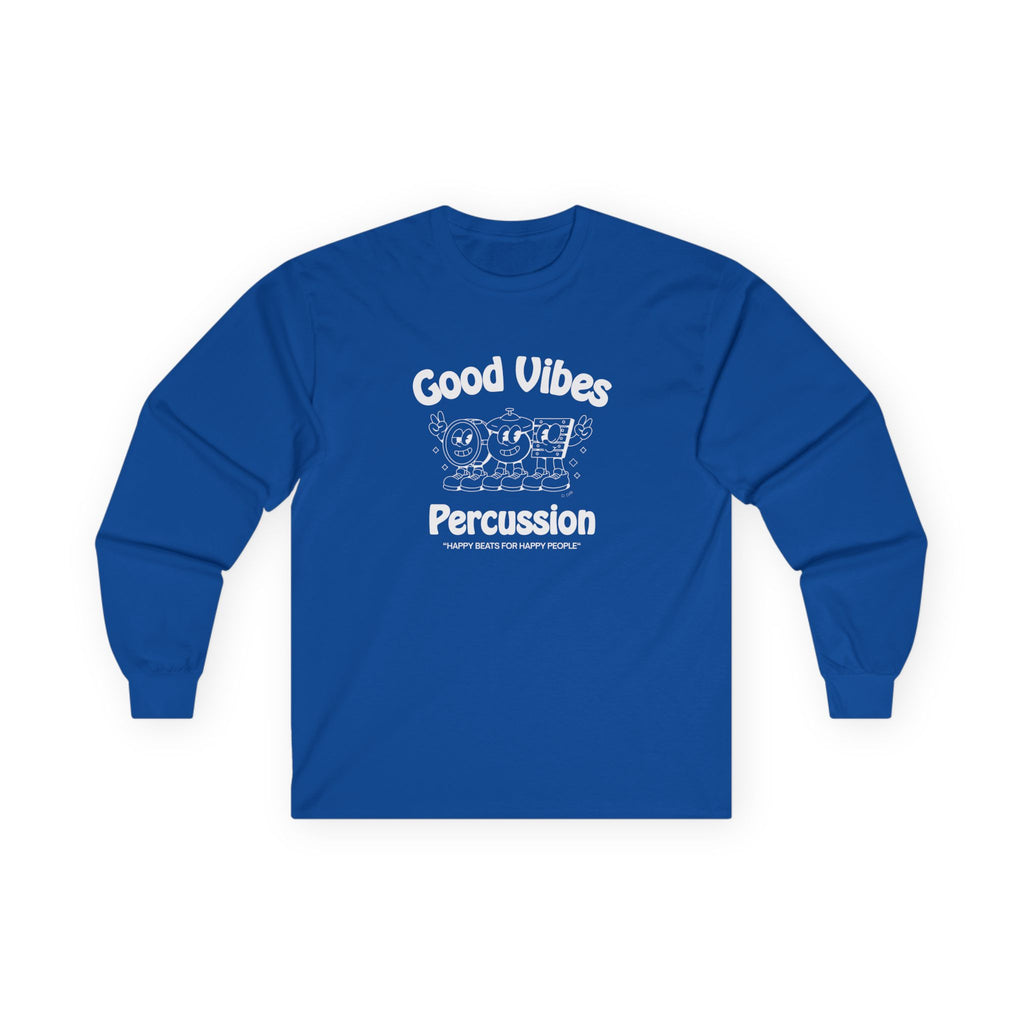 Good Vibes Percussion Retro Long Sleeve Graphic Tee — Happy Beats For Happy People