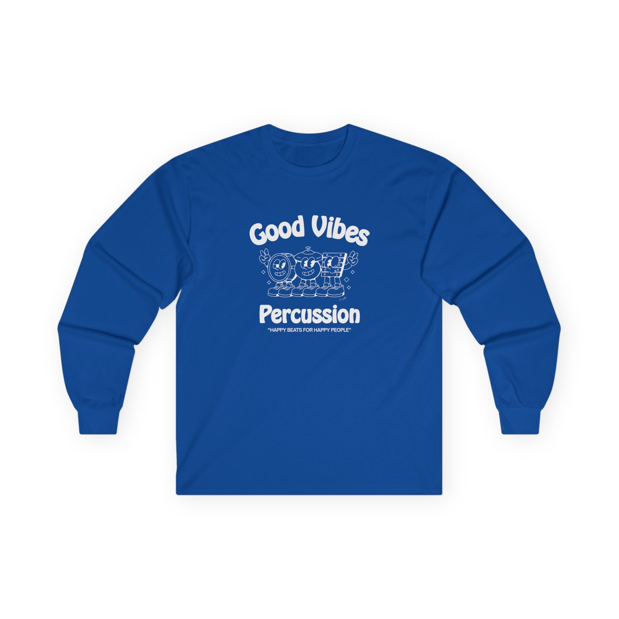 Good Vibes Percussion Retro Long Sleeve Graphic Tee — Happy Beats For Happy People