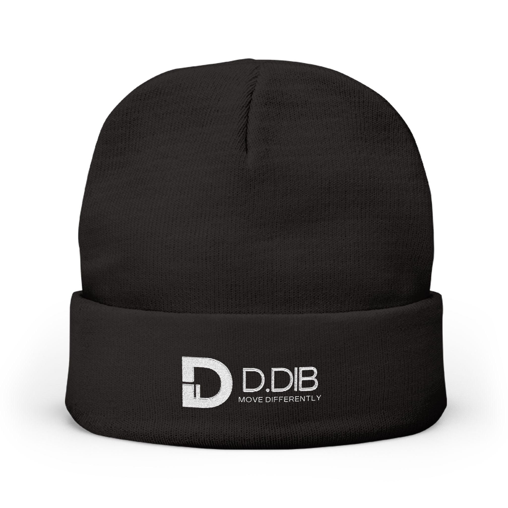 Cozy Embroidered Knit Beanie with Signature D. Dib Logo
