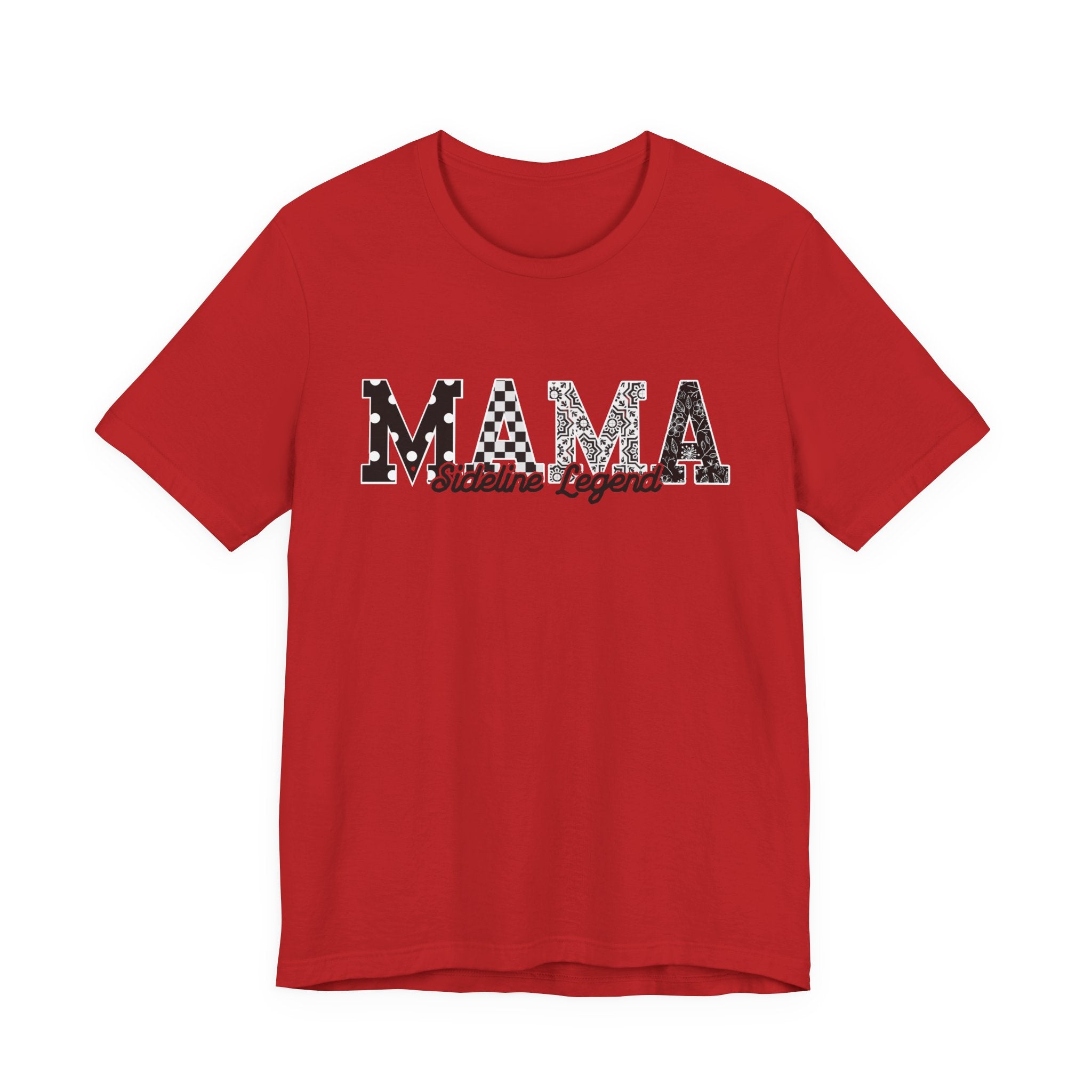 “MAMA” Sideline Legend Red T-Shirt | Trendy Band Mom Tee | Bold Pattern Graphic Shirt