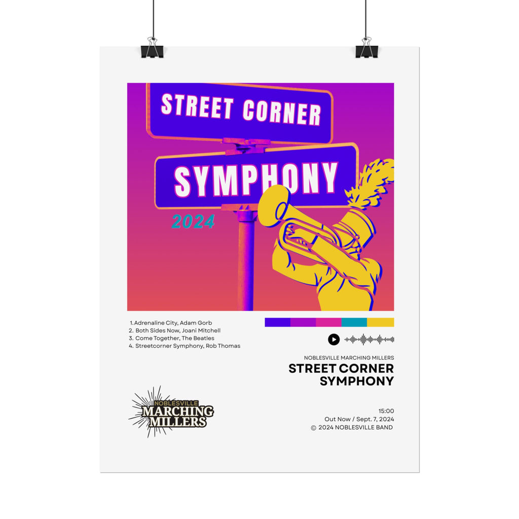 Street Corner Symphony Poster | 2024 Noblesville Marching Millers Vinyl-Style Show Art