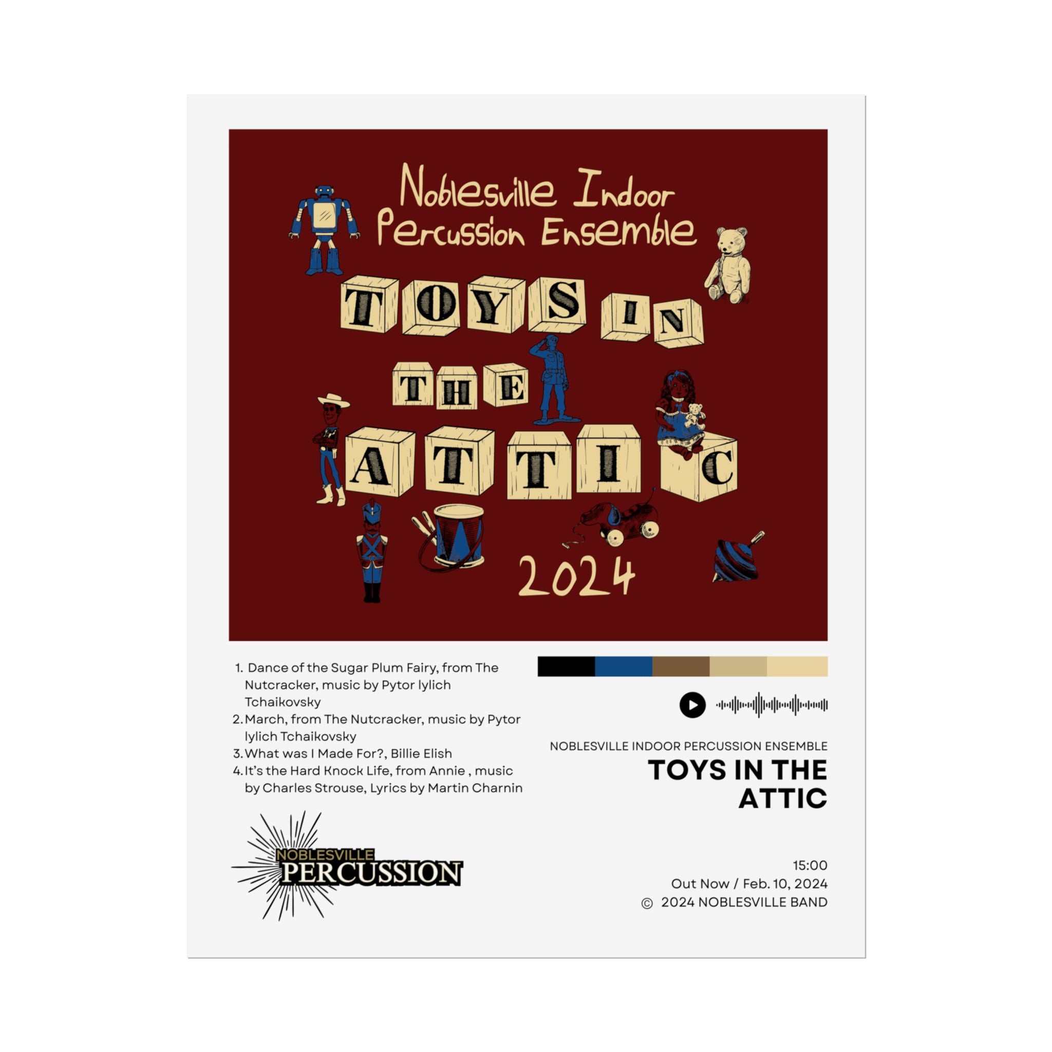 Toys in the Attic Poster | 2024 Noblesville Indoor Percussion Vinyl-Style Show Art