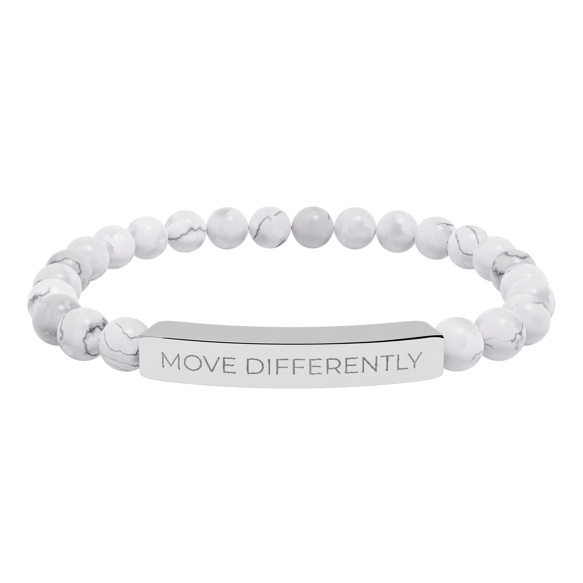 Move Differently Natural Stone Stretch Bar Bracelet | Motivational Engraved Jewelry