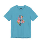 Floral Treble Clef T-Shirt for Women | Pink Blossom Music Graphic Tee | Band Mom & Music Lover Shirt