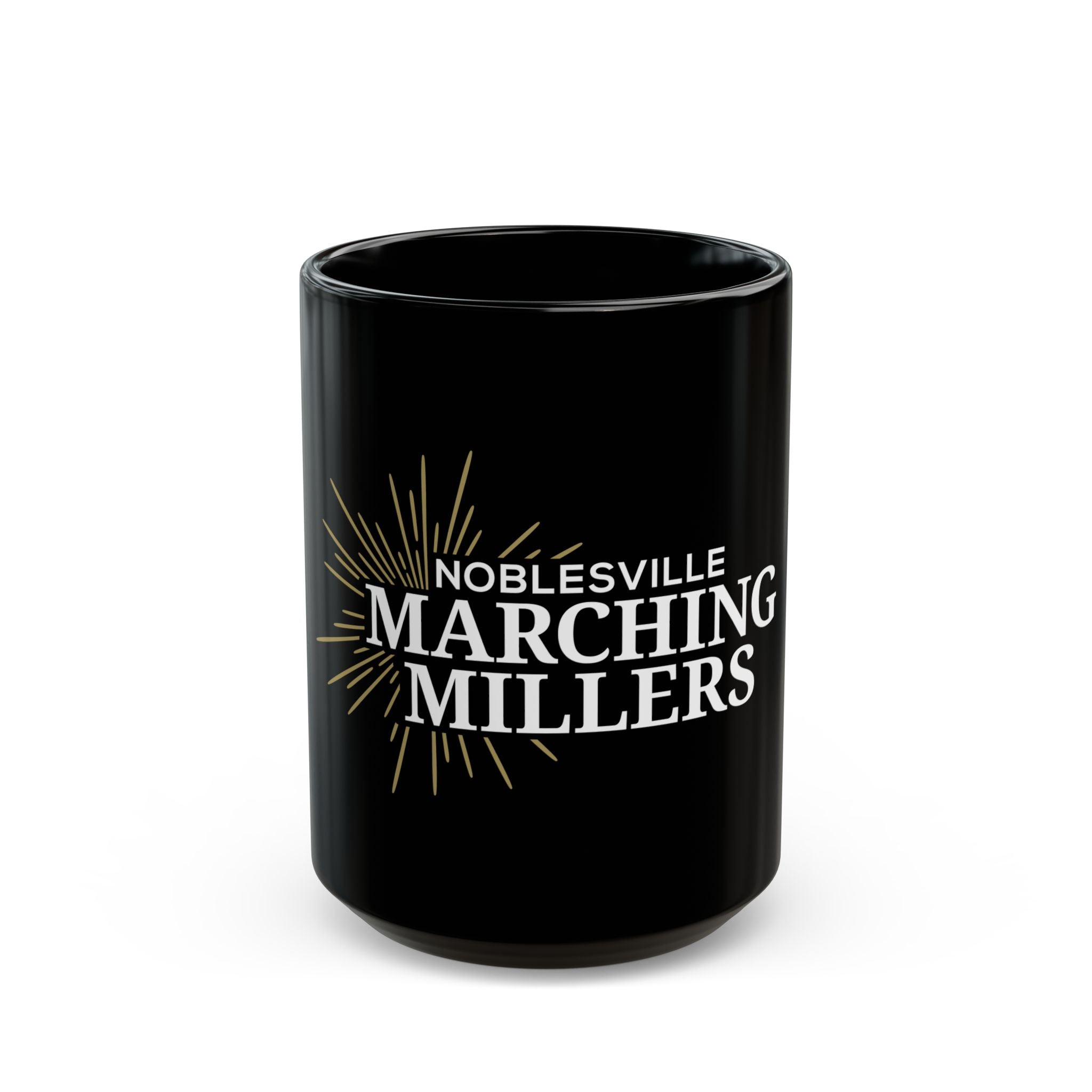 Noblesville Marching Millers Black Mug | Official Gold & White Logo