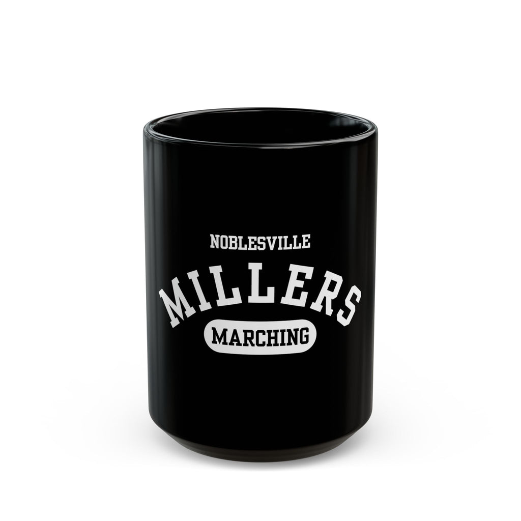 Noblesville Marching Millers Black Mug | Athletic Style White Logo