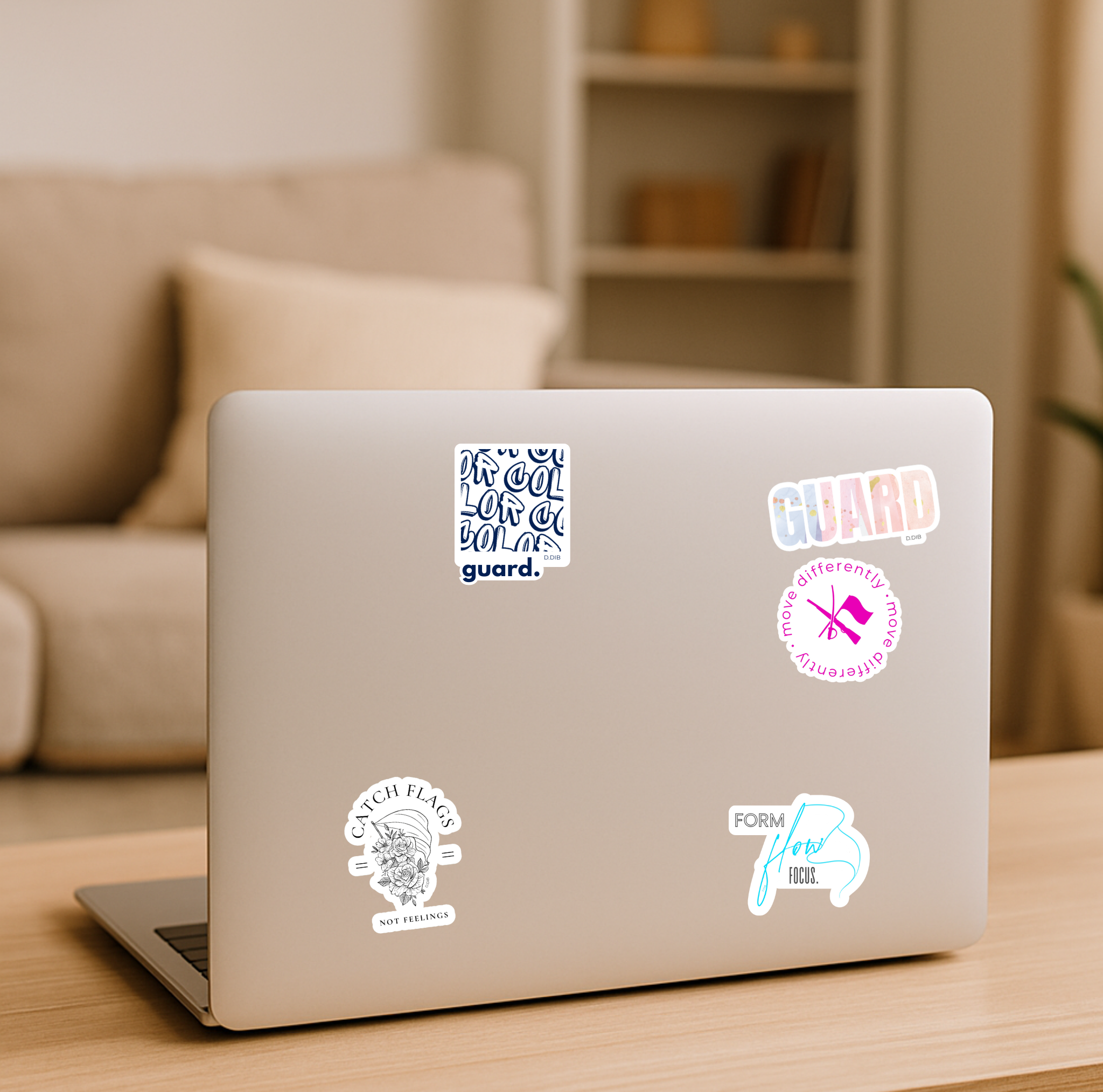 Move Differently Color Guard Icon Sticker — Flag, Rifle & Sabre Vinyl Decal