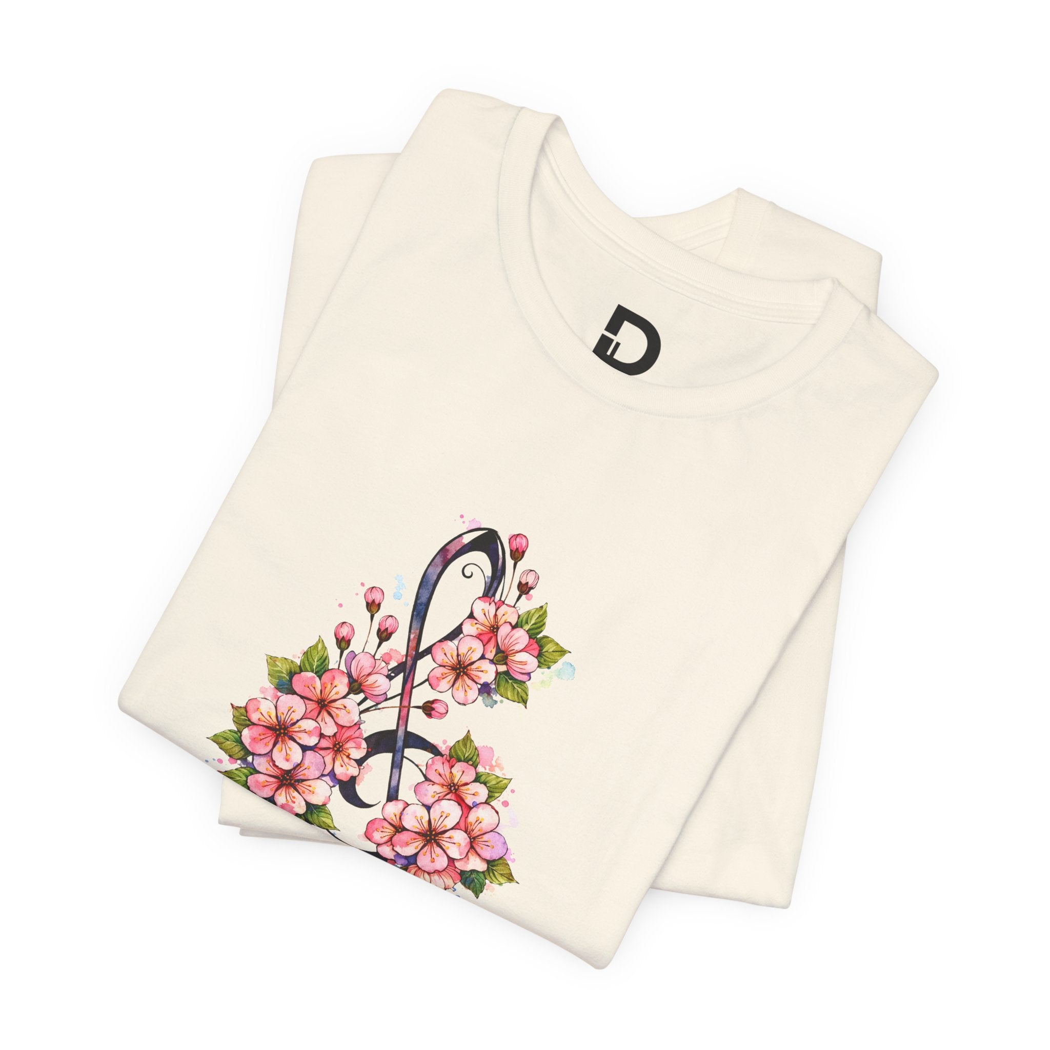 Floral Treble Clef T-Shirt for Women | Pink Blossom Music Graphic Tee | Band Mom & Music Lover Shirt