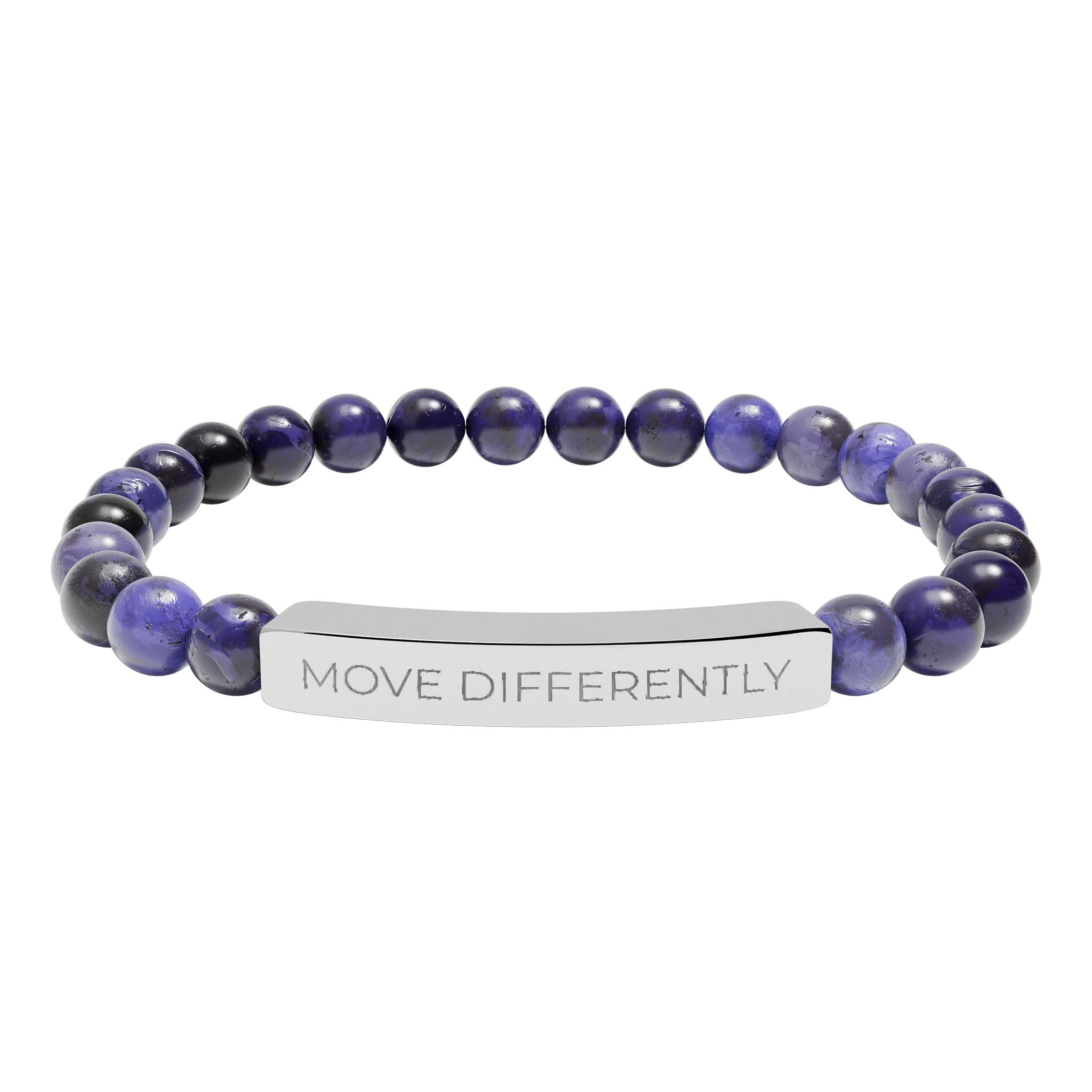 Move Differently Natural Stone Stretch Bar Bracelet | Motivational Engraved Jewelry