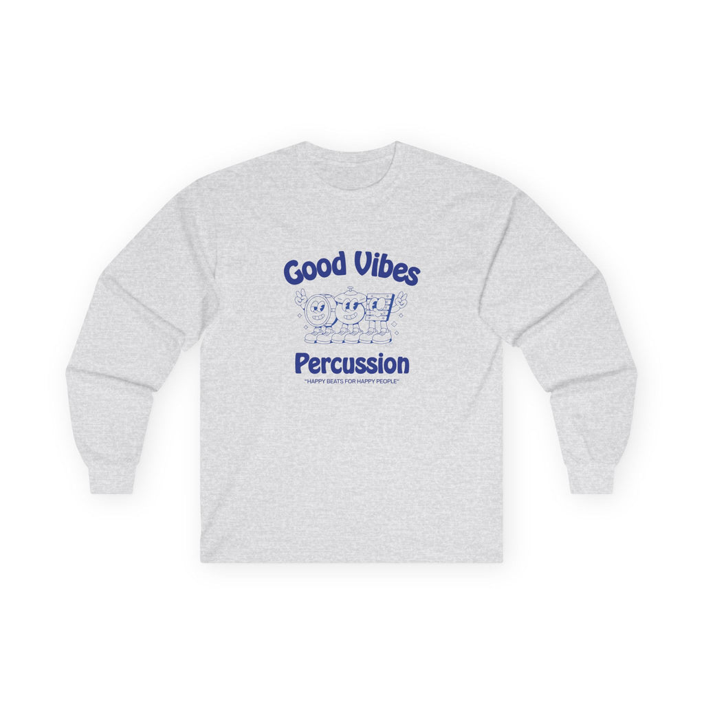 Good Vibes Percussion Retro Long Sleeve Graphic Tee — Happy Beats For Happy People