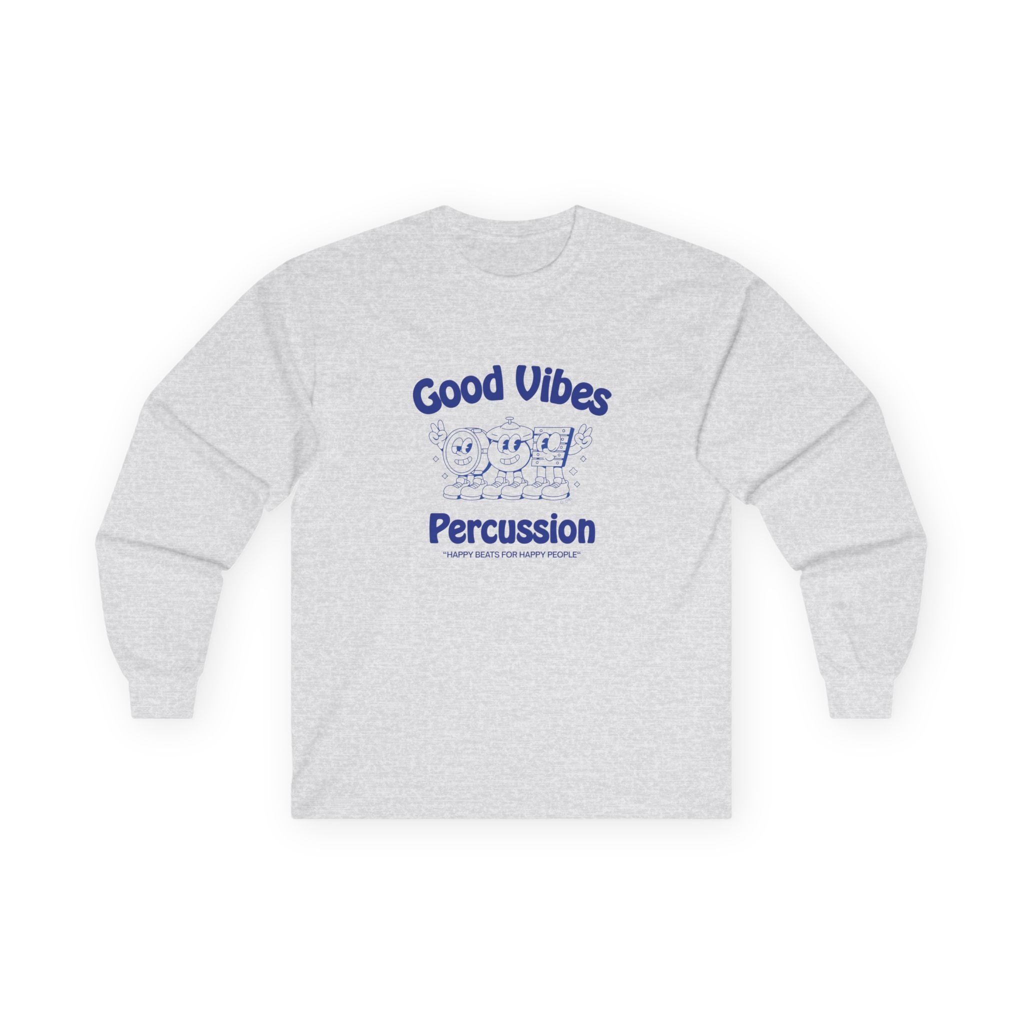 Good Vibes Percussion Retro Long Sleeve Graphic Tee — Happy Beats For Happy People