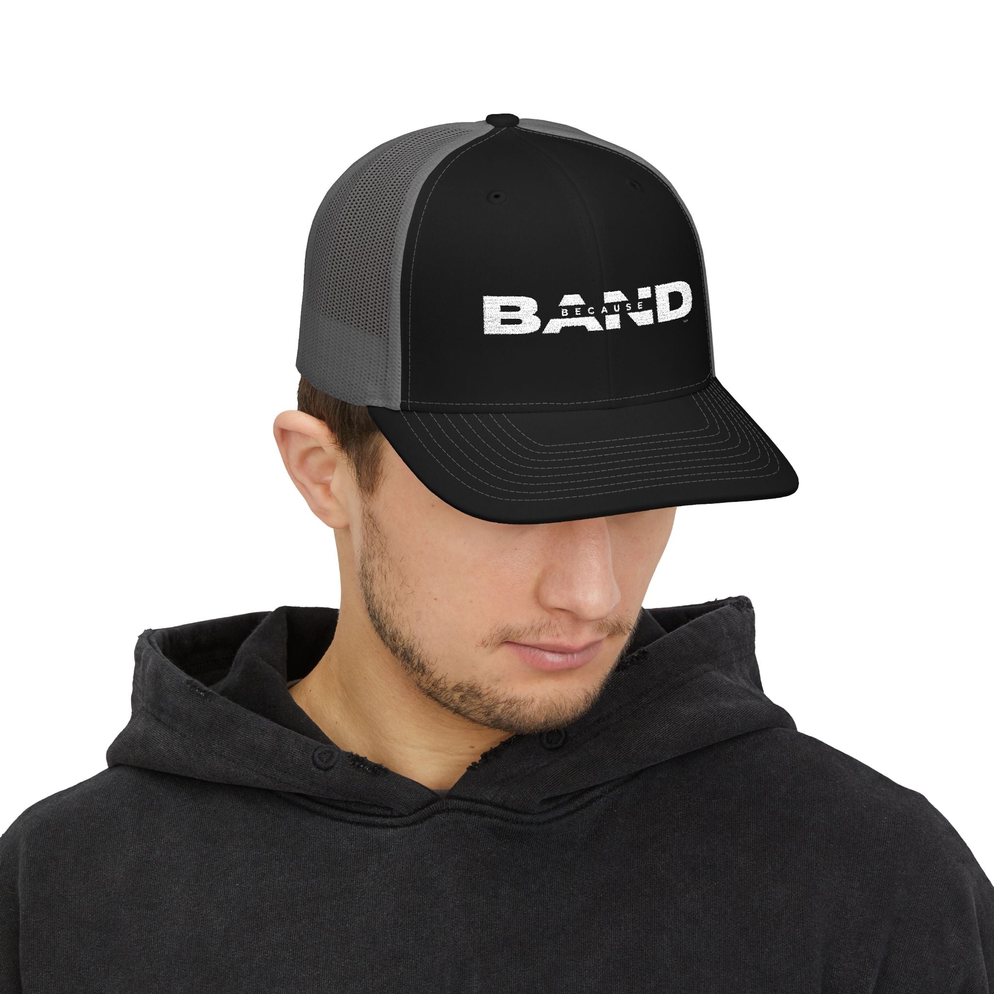 “Because Band” Snapback Trucker Cap – Embroidered Logo