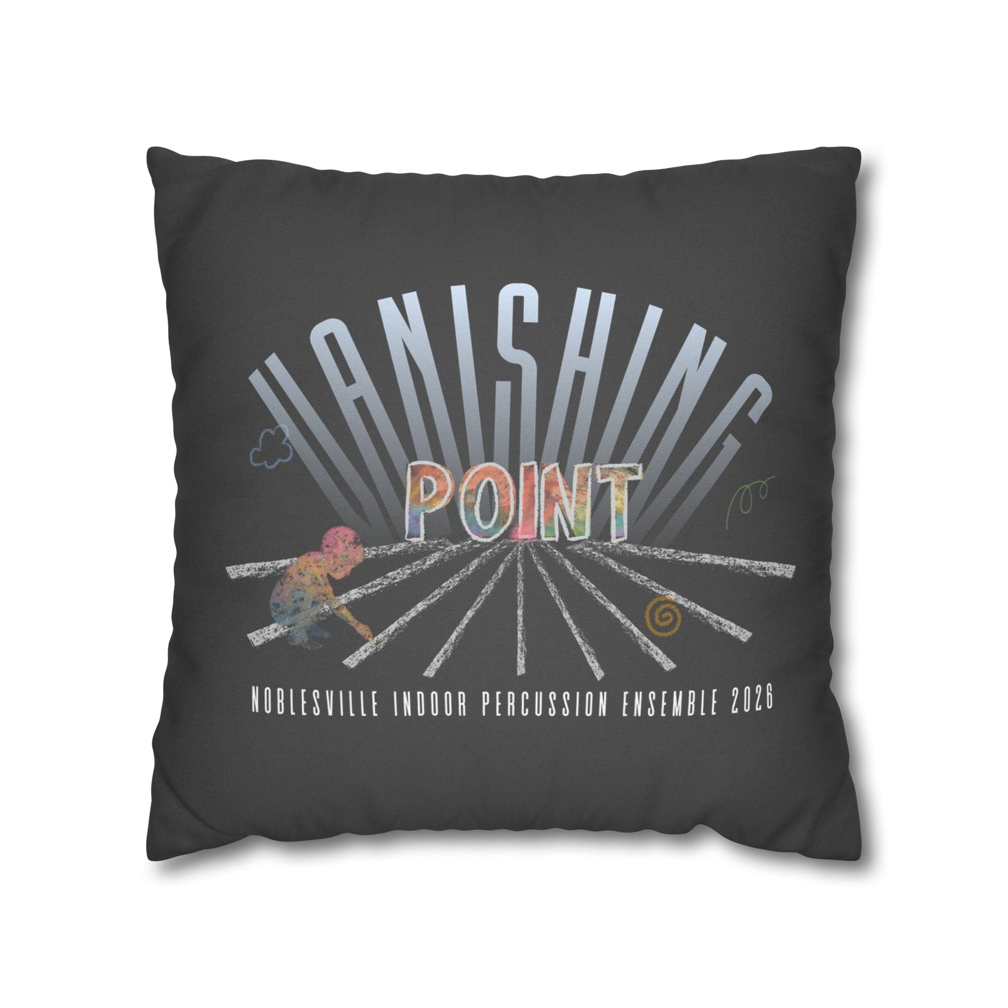 2026 Noblesville Indoor Percussion “Vanishing Point” Square Pillowcase | 18" × 18"