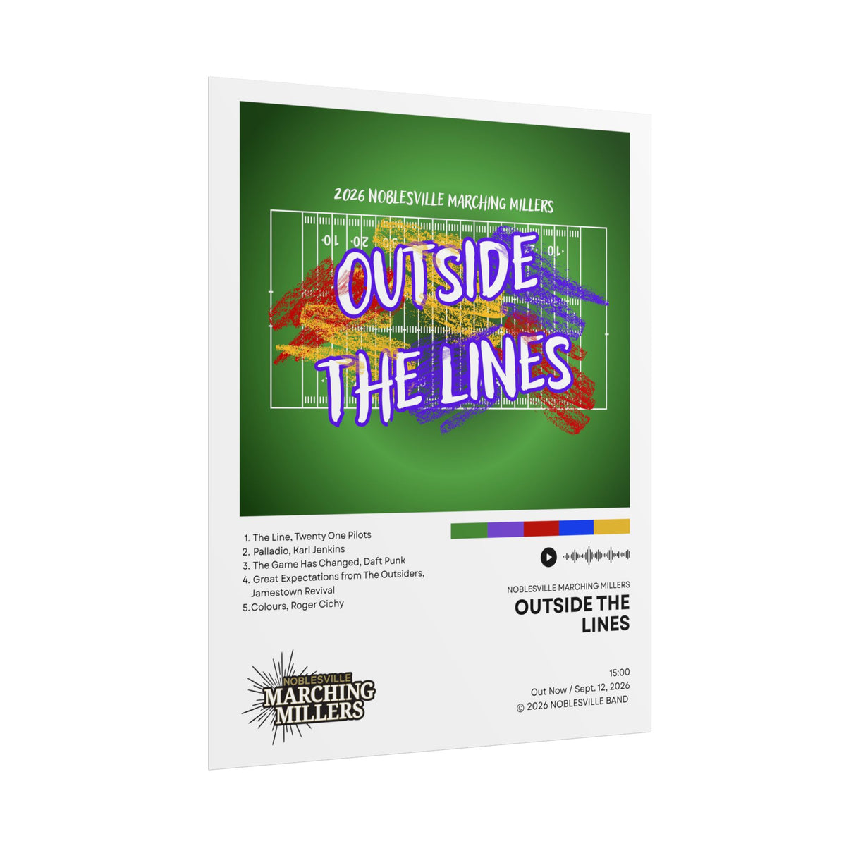 Outside The Lines Poster | 2026 Noblesville Marching Millers Vinyl-Style Show Art