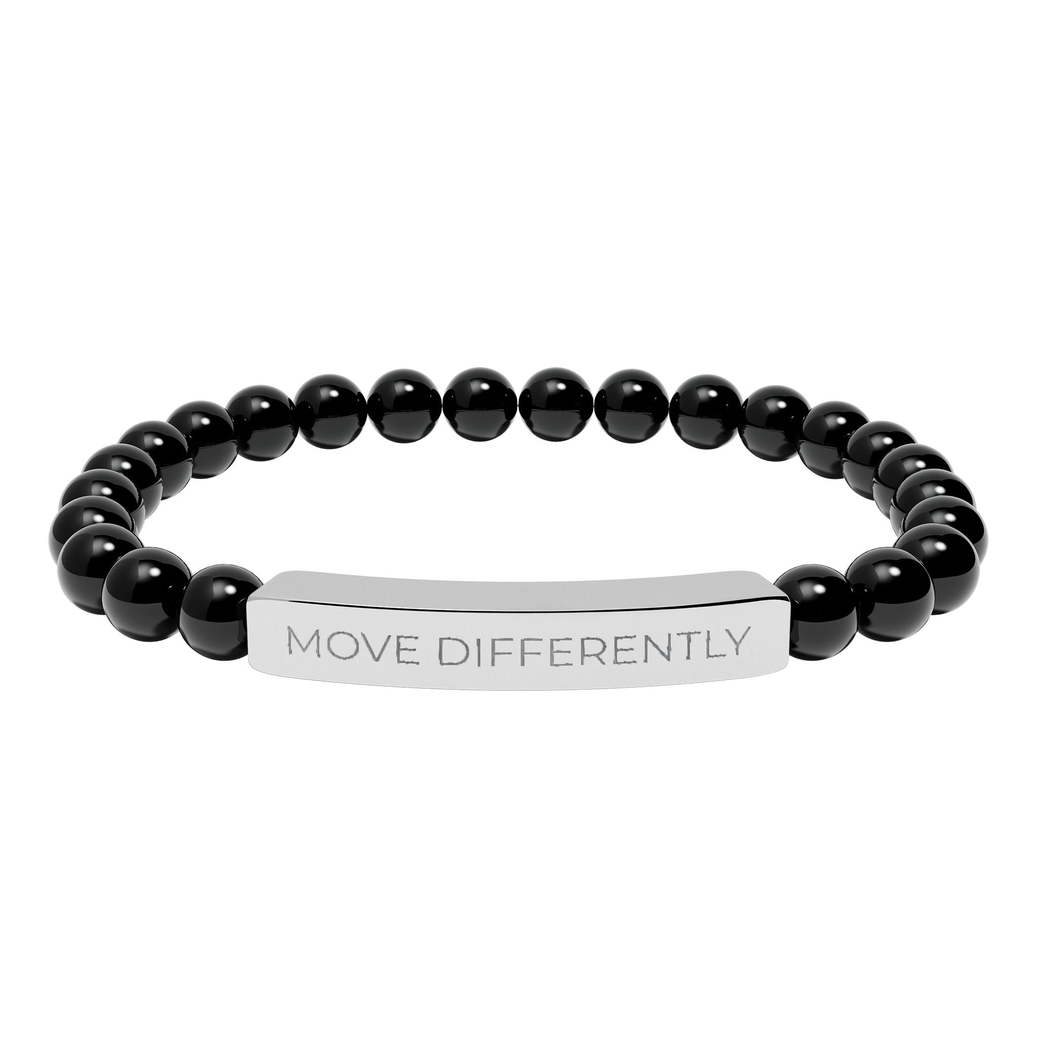 Move Differently Natural Stone Stretch Bar Bracelet | Motivational Engraved Jewelry