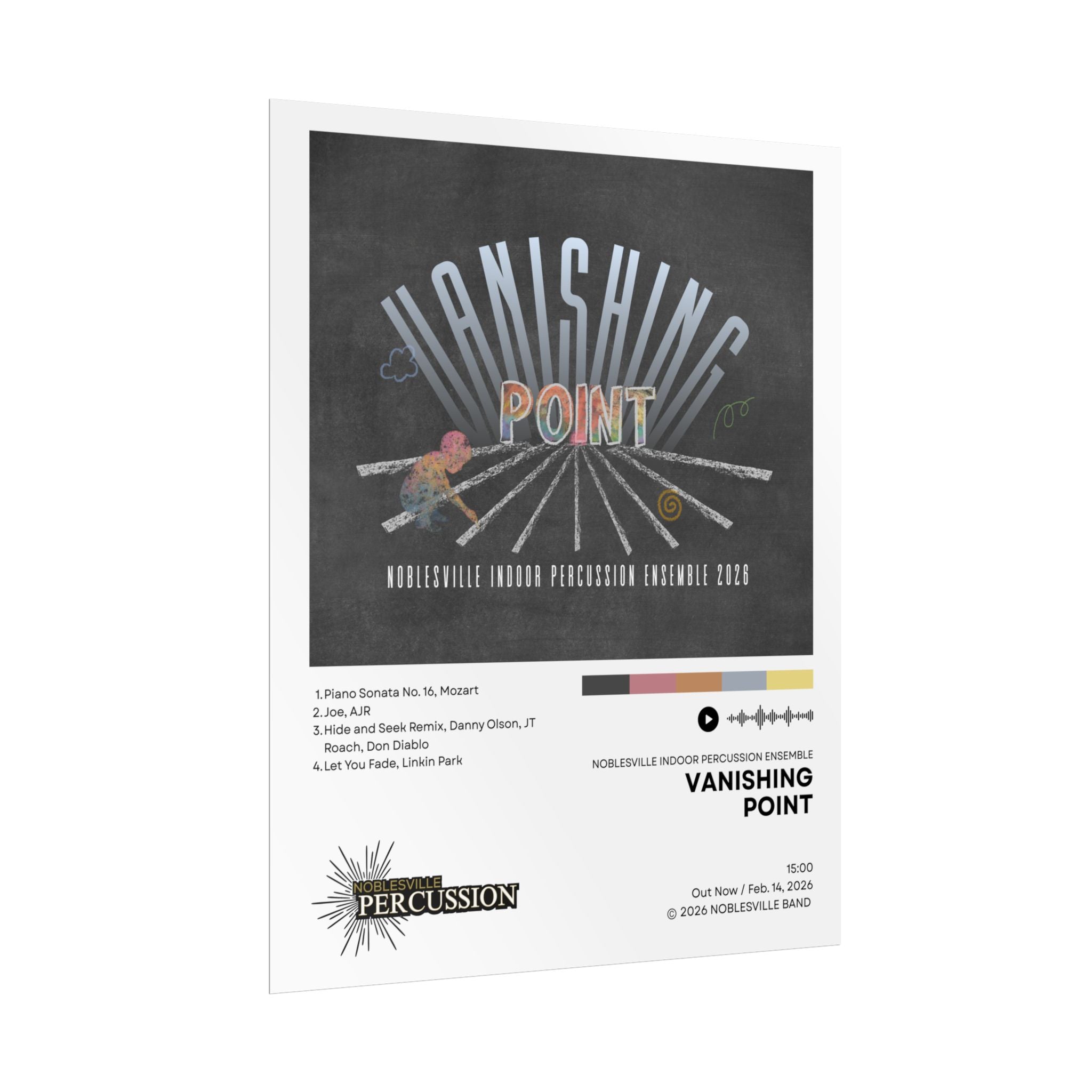 “Vanishing Point” Vinyl Cover Show Poster | 2026 Noblesville Indoor Percussion