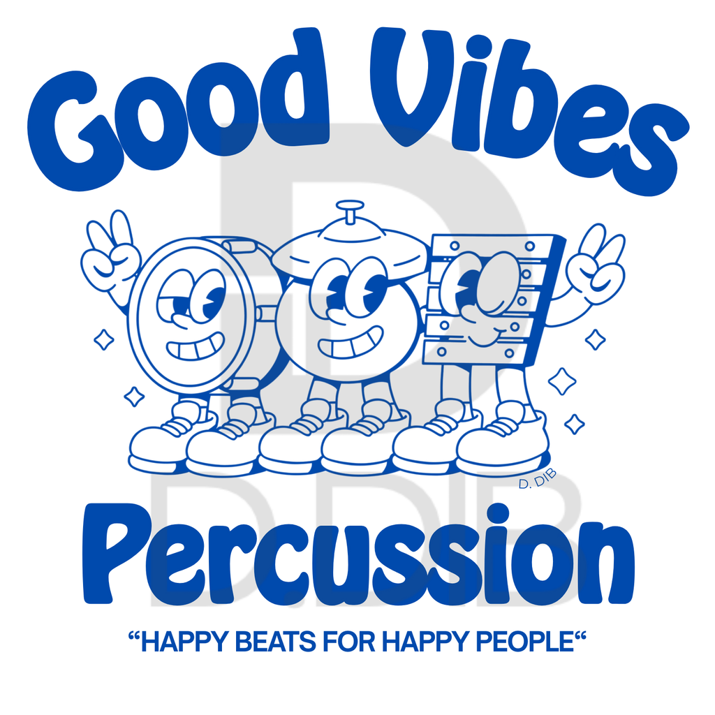 Good Vibes Percussion Retro Long Sleeve Graphic Tee — Happy Beats For Happy People