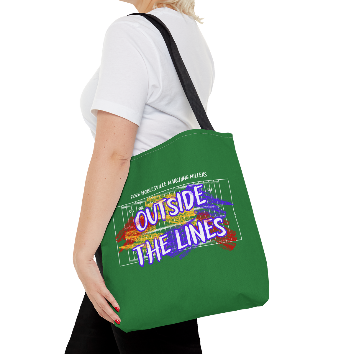 2026 Noblesville Marching Millers “Outside the Lines” Personalized Tote Bag | 16" × 16"